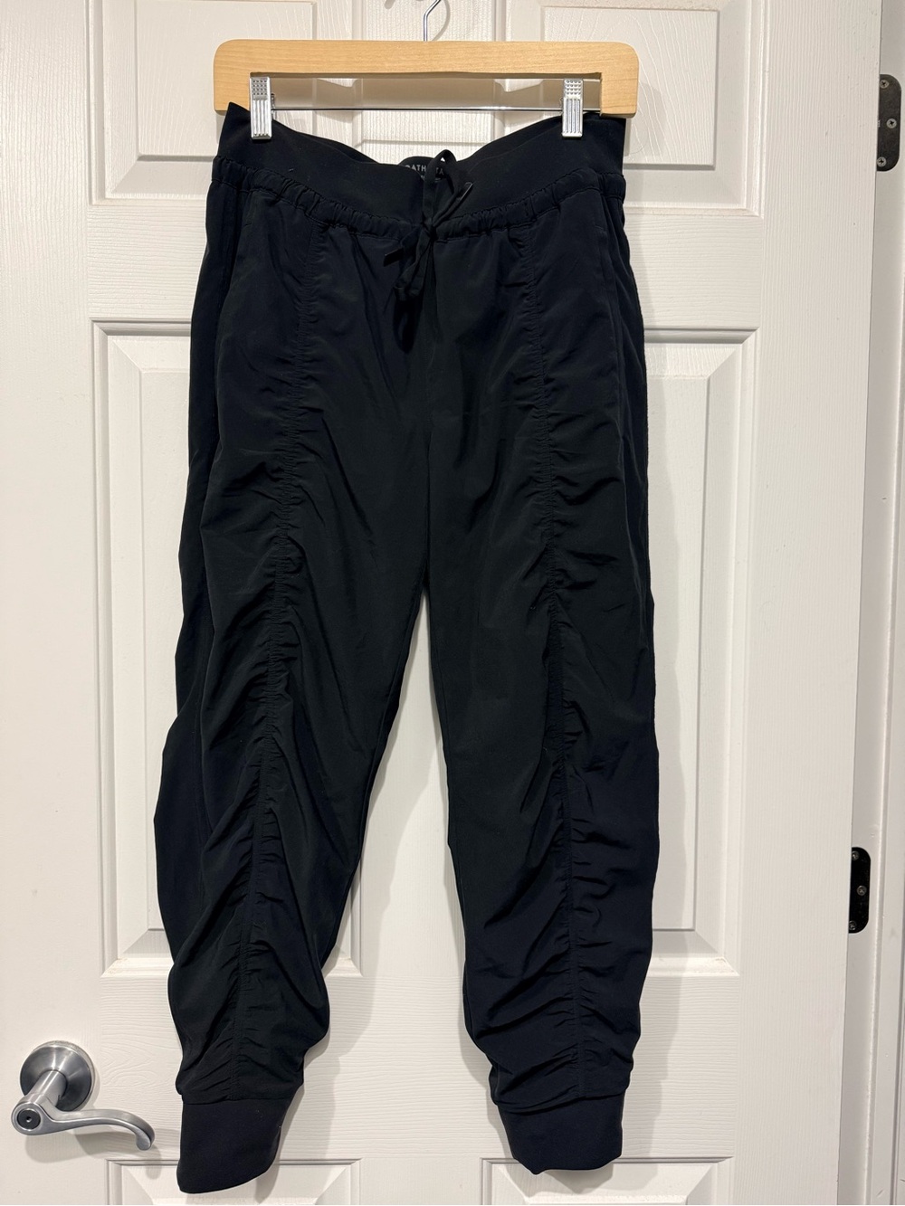 Athleta Black Ruched Drawstring Joggers